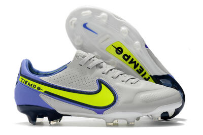 Nike Tiempo Legend 9 Elite FG Low-Tops Football Boots - White/Yellow/Blue