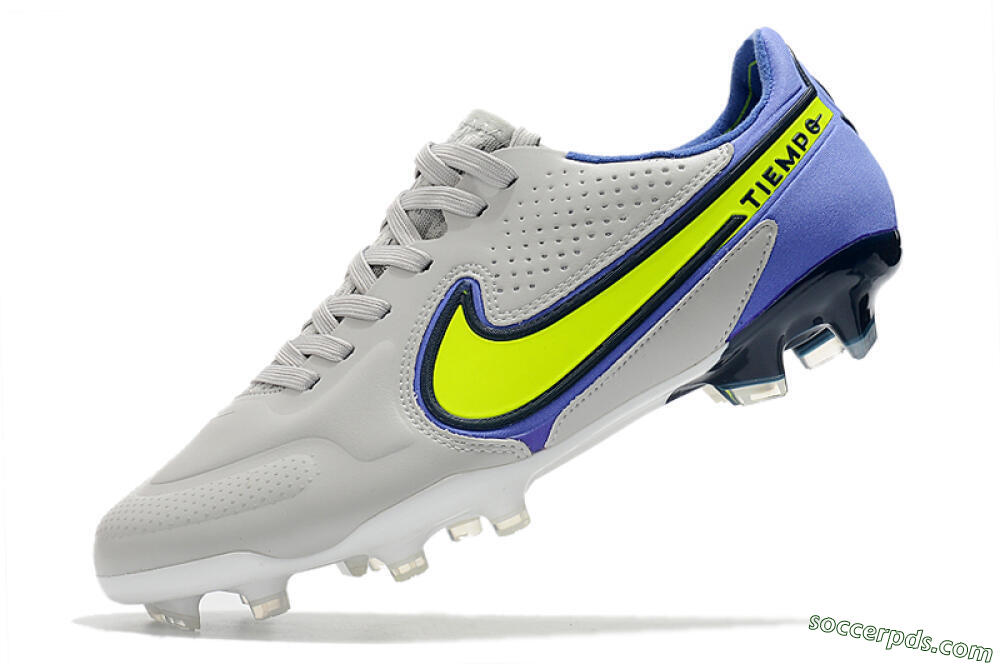 Nike Tiempo Legend 9 Elite FG Low-Tops Football Boots - White/Yellow/Blue 5