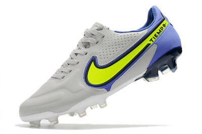 Nike Tiempo Legend 9 Elite FG Low-Tops Football Boots - White/Yellow/Blue