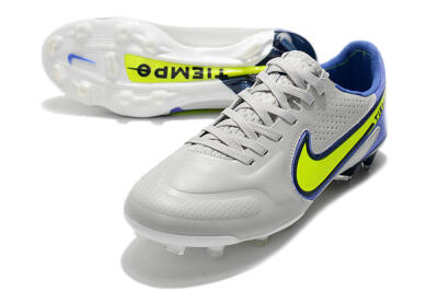 Nike Tiempo Legend 9 Elite FG Low-Tops Football Boots - White/Yellow/Blue