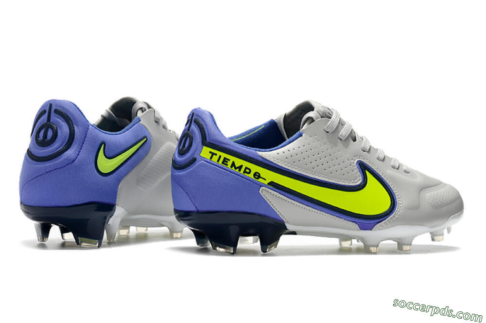 Nike Tiempo Legend 9 Elite FG Low-Tops Football Boots - White/Yellow/Blue 6