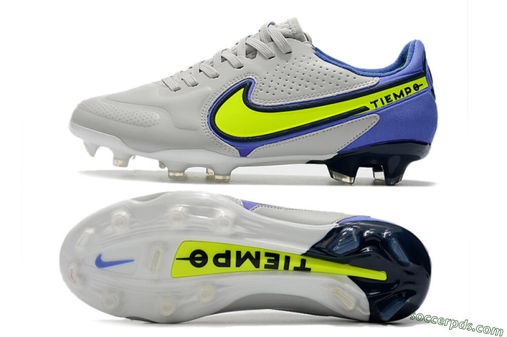 Nike Tiempo Legend 9 Elite FG Low-Tops Football Boots - White/Yellow/Blue 0