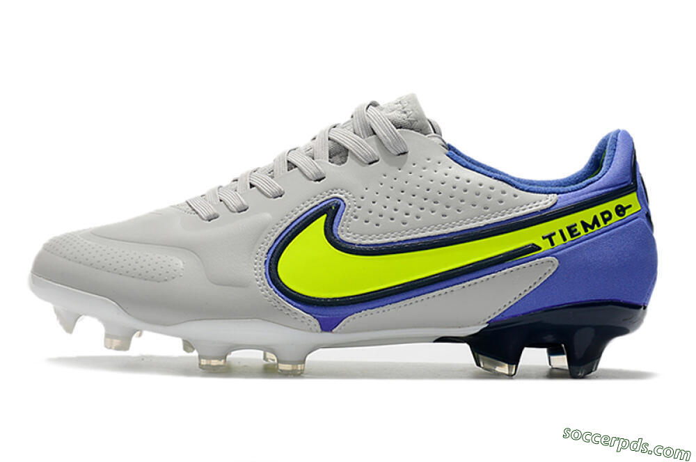 Nike Tiempo Legend 9 Elite FG Low-Tops Football Boots - White/Yellow/Blue 2