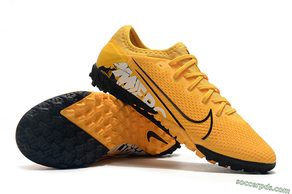 Nike Mercurial Vapor 13 Pro TF Low-Tops Football Shoes - Yellow/Black/White 4