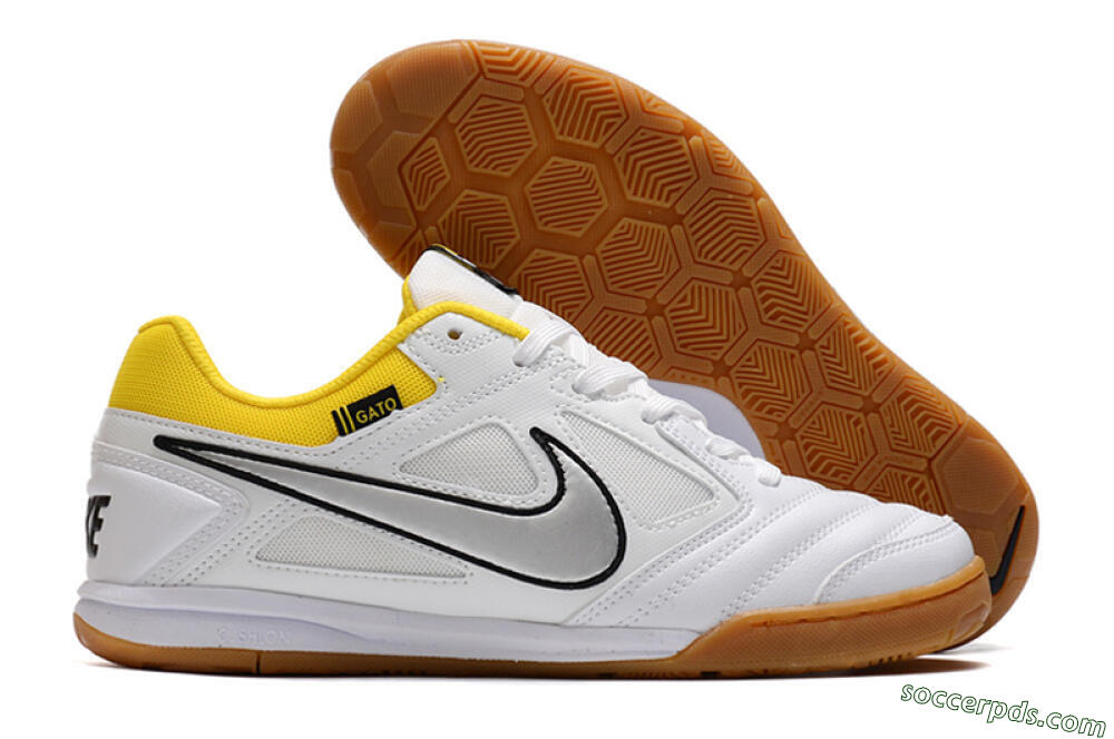 Supreme x Nike SB Gato IC Low-Tops Football Shoes - White/Silver/Yellow 1