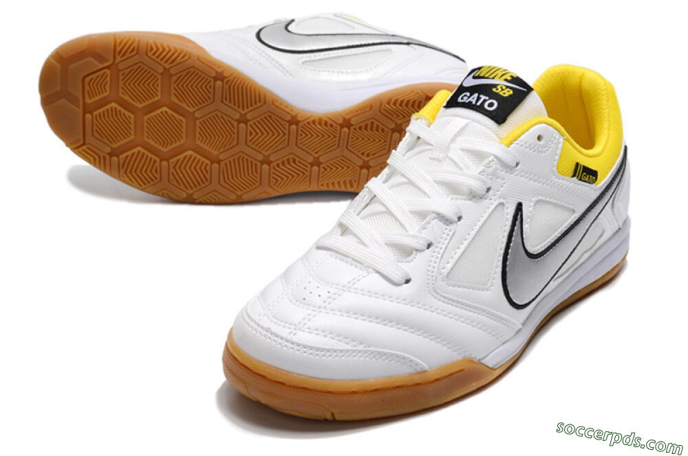Supreme x Nike SB Gato IC Low-Tops Football Shoes - White/Silver/Yellow 3