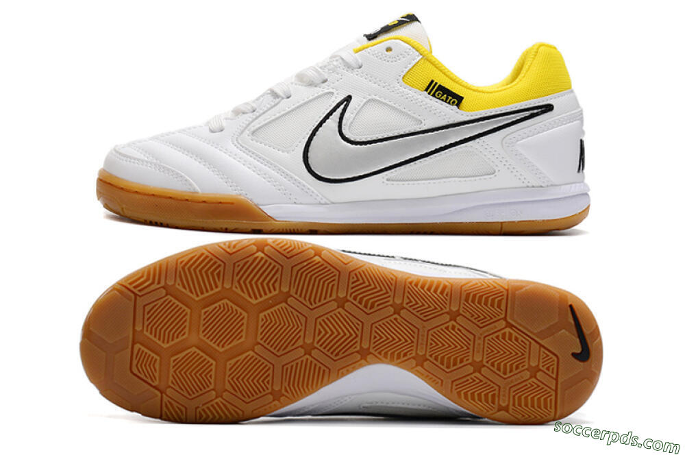 Supreme x Nike SB Gato IC Low-Tops Football Shoes - White/Silver/Yellow 0