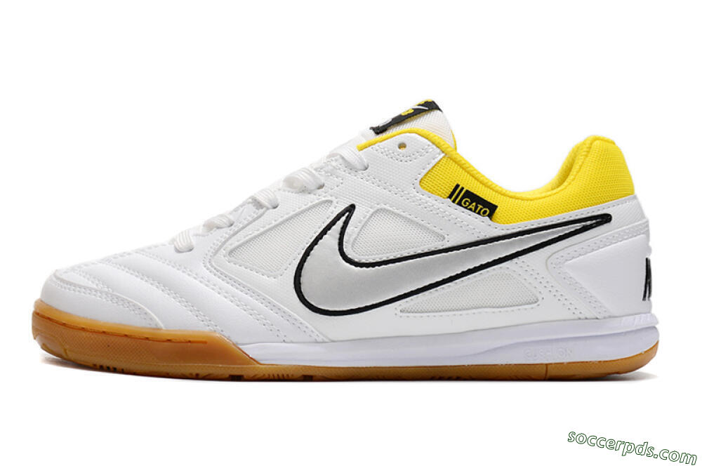 Supreme x Nike SB Gato IC Low-Tops Football Shoes - White/Silver/Yellow 2