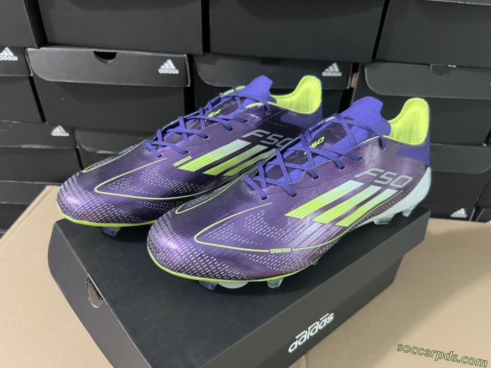 Adidas F50 Adizero FG Low-Tops Football Boots - Purple/Yellow/White