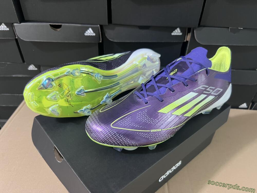 Adidas F50 Adizero FG Low-Tops Football Boots - Purple/Yellow/White