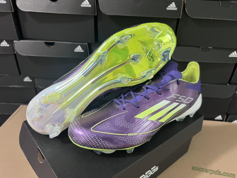 Adidas F50 Adizero FG Low-Tops Football Boots - Purple/Yellow/White