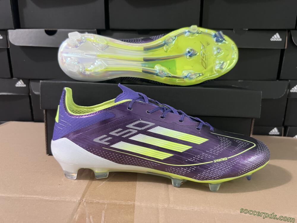 Adidas F50 Adizero FG Low-Tops Football Boots - Purple/Yellow/White