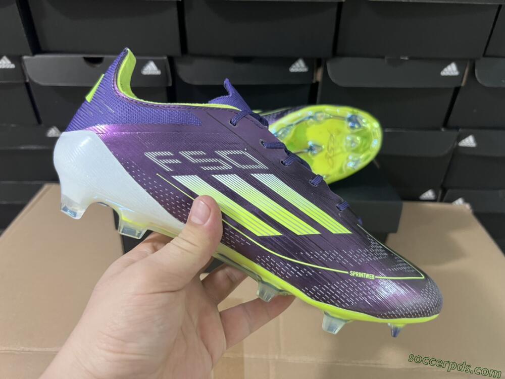 Adidas F50 Adizero FG Low-Tops Football Boots - Purple/Yellow/White