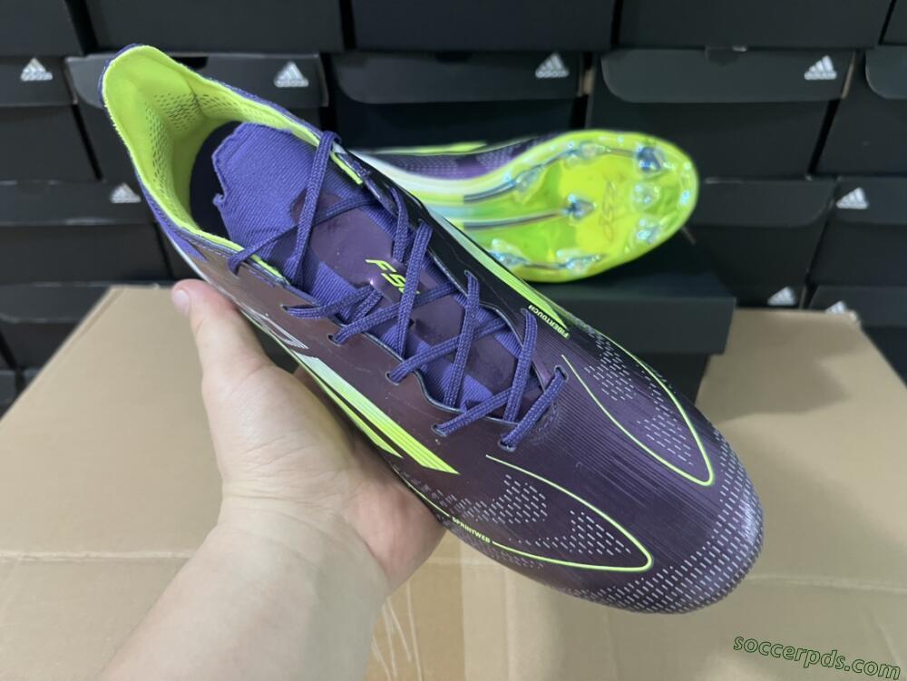 Adidas F50 Adizero FG Low-Tops Football Boots - Purple/Yellow/White