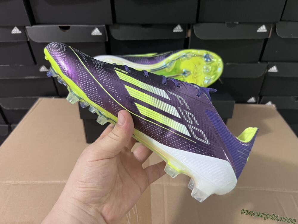Adidas F50 Adizero FG Low-Tops Football Boots - Purple/Yellow/White