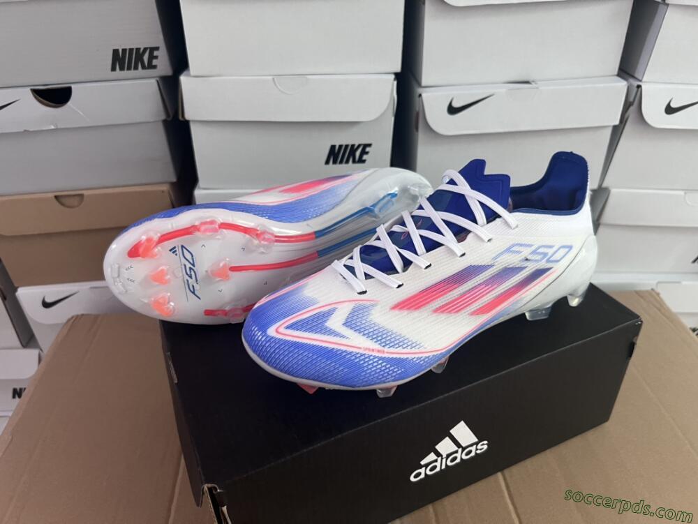 Adidas F50 Adizero FG Low-Tops Football Boots - White/Blue/Pink