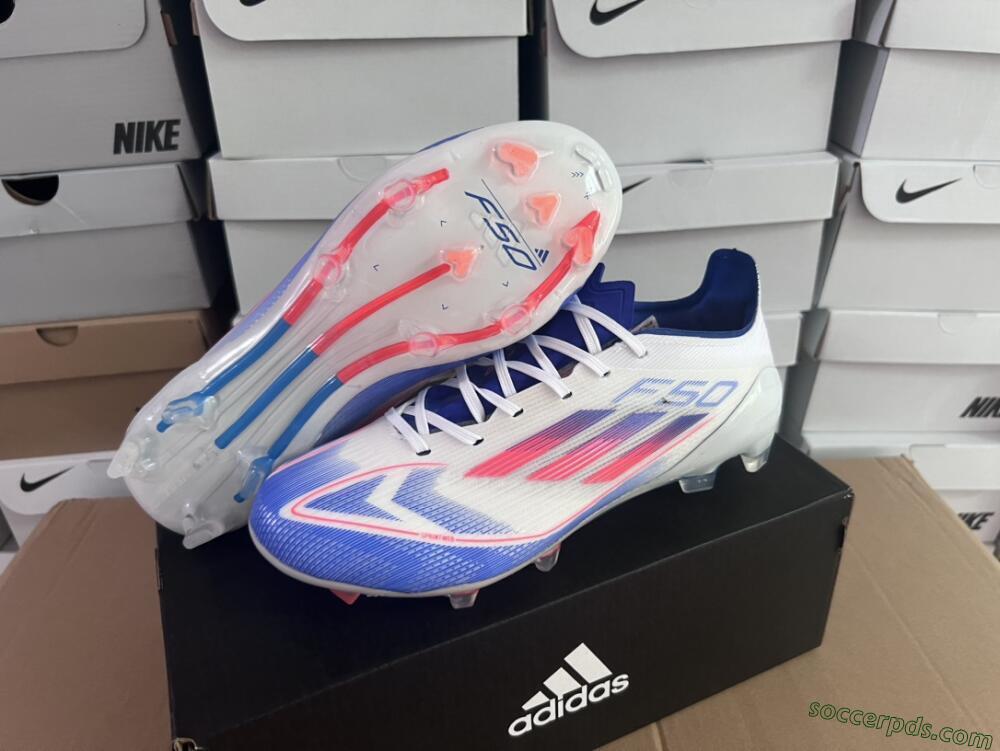 Adidas F50 Adizero FG Low-Tops Football Boots - White/Blue/Pink