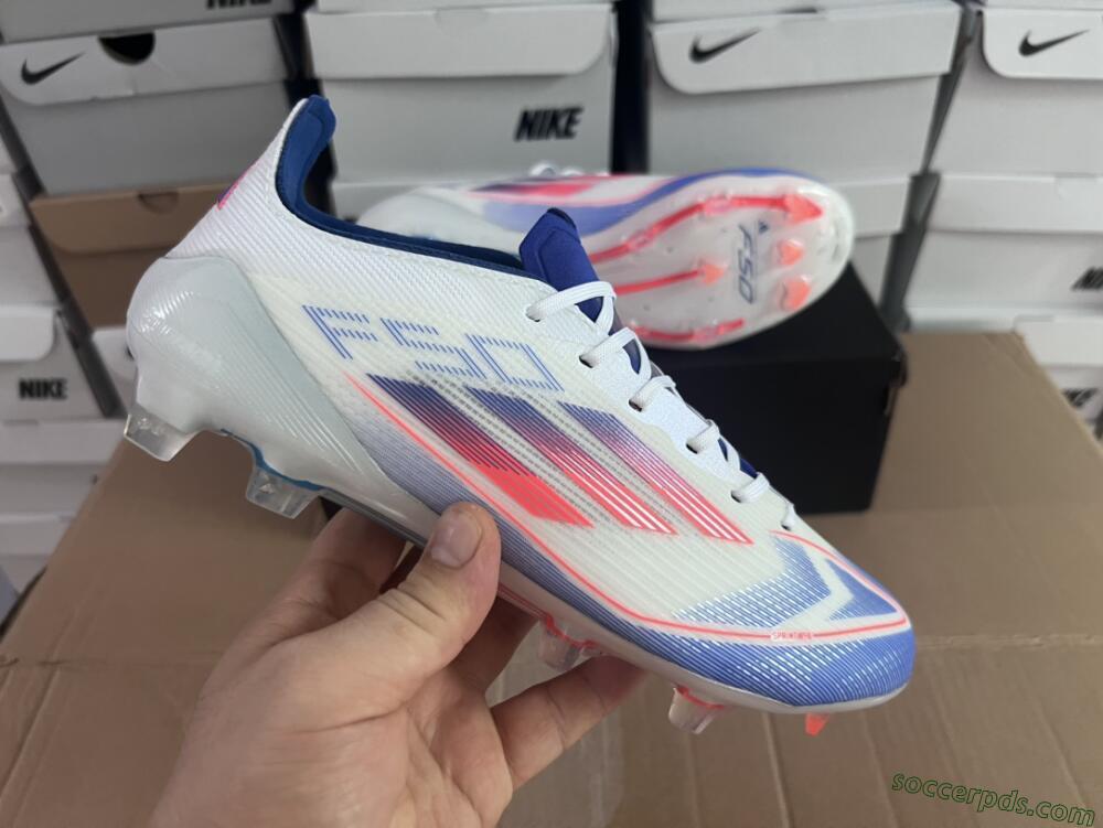 Adidas F50 Adizero FG Low-Tops Football Boots - White/Blue/Pink