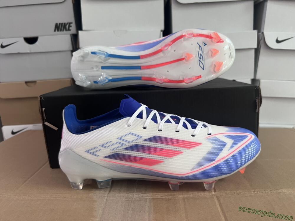 Adidas F50 Adizero FG Low-Tops Football Boots - White/Blue/Pink