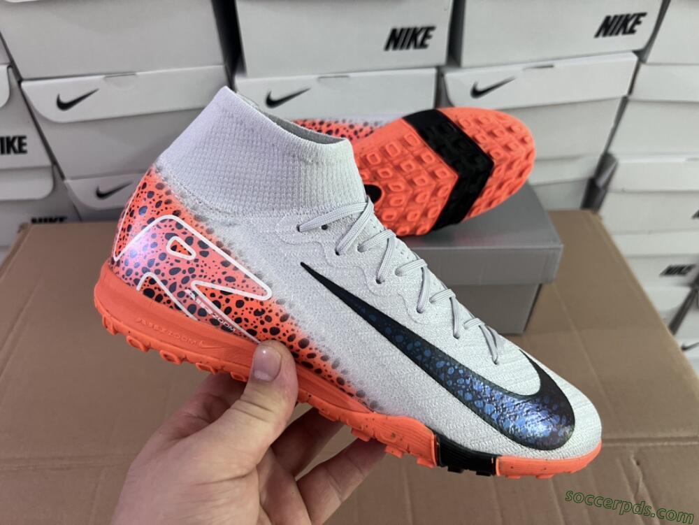 Nike Air Zoom Mercurial Superfly 10 Elite TF High-Tops Football Shoes - Grey/Orange/Black