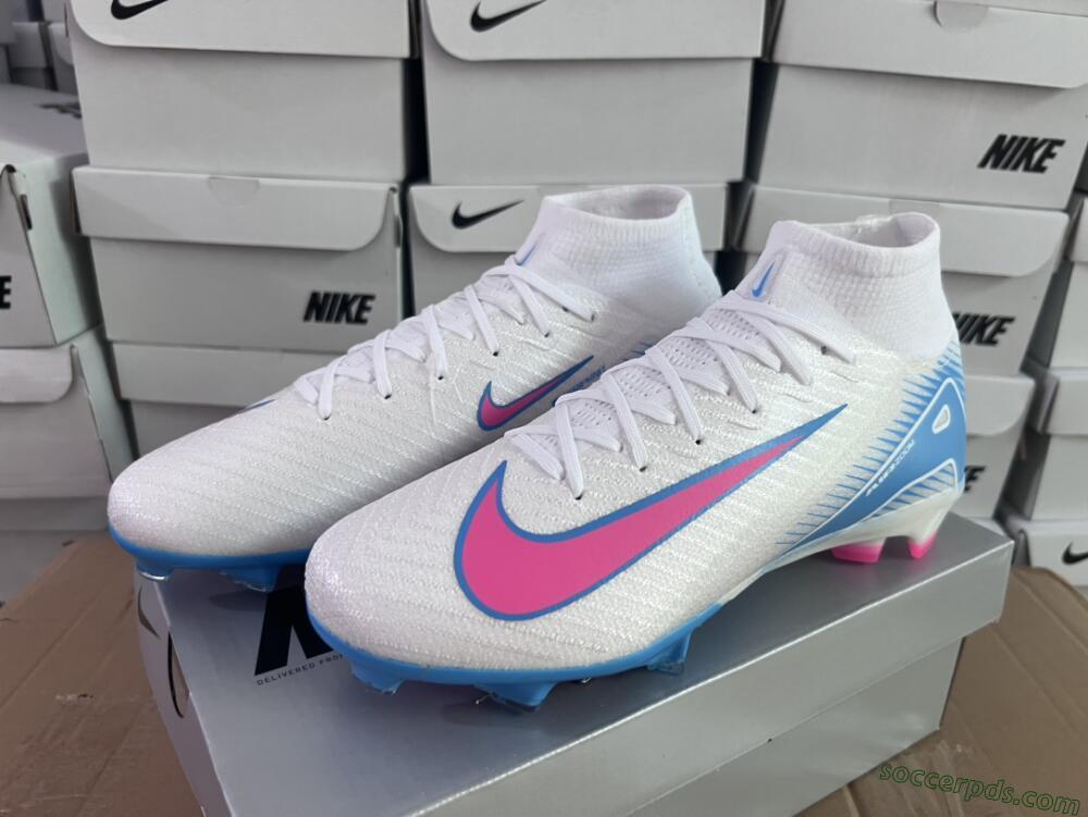 Nike Air Zoom Mercurial Superfly 10 Elite FG High-Tops Football Boots - White/Pink/Blue