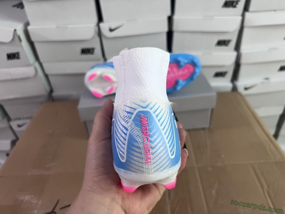 Nike Air Zoom Mercurial Superfly 10 Elite FG High-Tops Football Boots - White/Pink/Blue