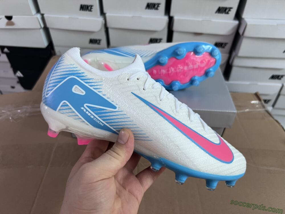 Nike Air Zoom Mercurial Vapor 16 Elite AG Low-Tops Football Boots - White/Pink/Blue