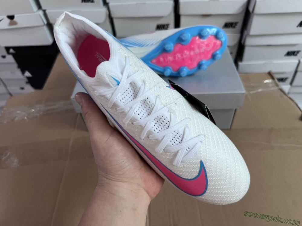 Nike Air Zoom Mercurial Vapor 16 Elite AG Low-Tops Football Boots - White/Pink/Blue