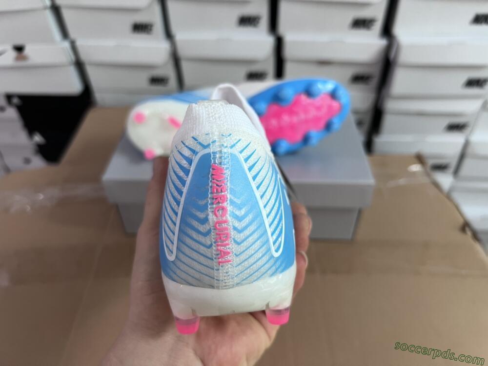 Nike Air Zoom Mercurial Vapor 16 Elite AG Low-Tops Football Boots - White/Pink/Blue