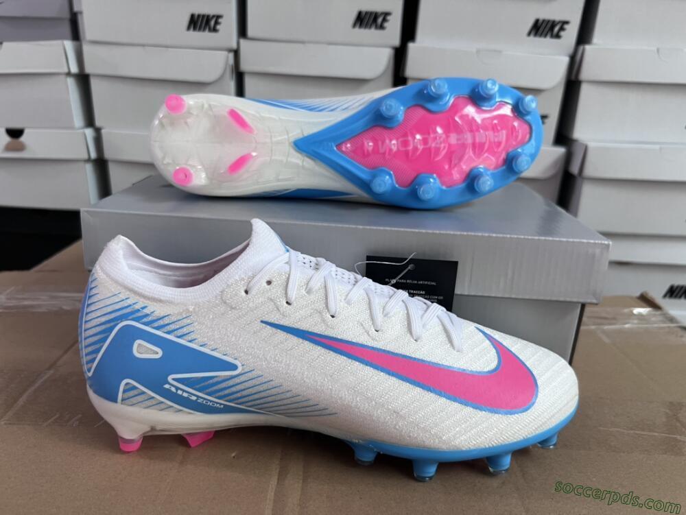 Nike Air Zoom Mercurial Vapor 16 Elite AG Low-Tops Football Boots - White/Pink/Blue