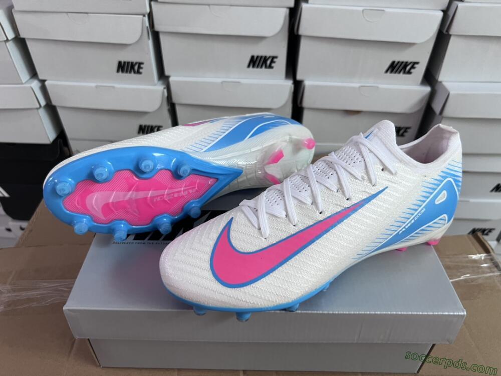 Nike Air Zoom Mercurial Vapor 16 Elite AG Low-Tops Football Boots - White/Pink/Blue
