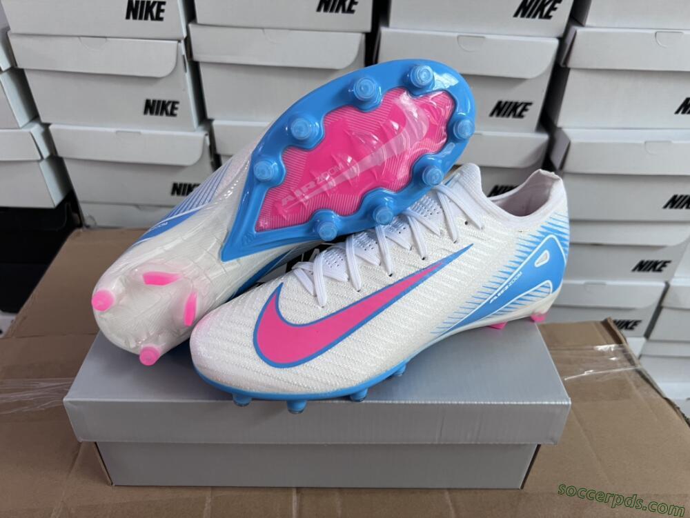 Nike Air Zoom Mercurial Vapor 16 Elite AG Low-Tops Football Boots - White/Pink/Blue