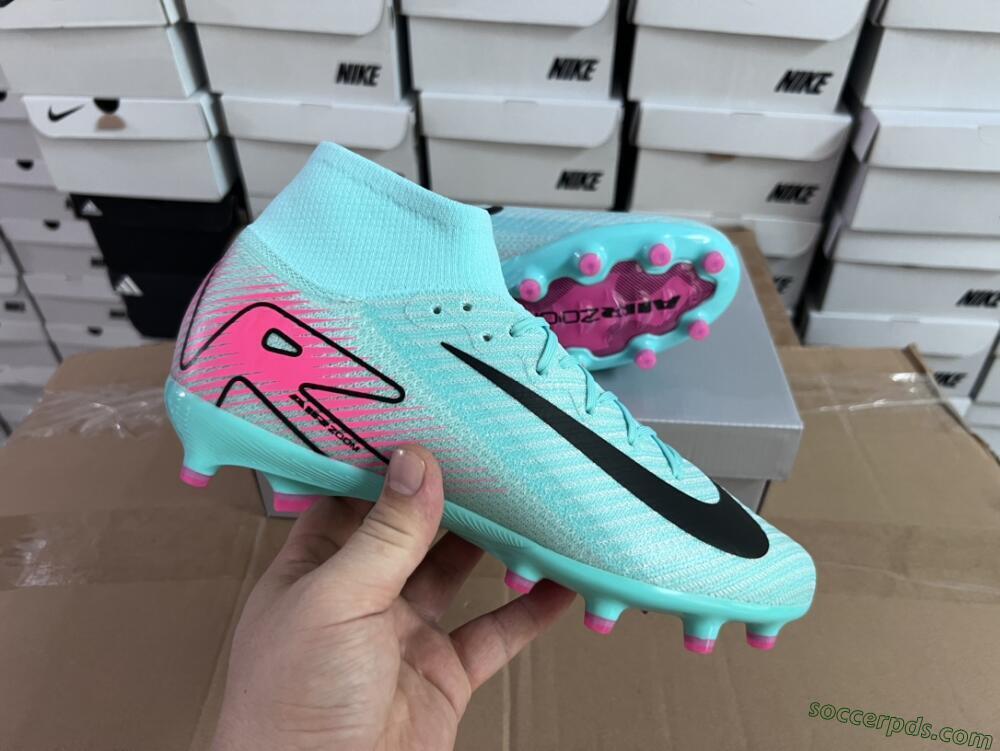 Nike Air Zoom Mercurial Superfly 10 Elite AG High-Tops Football Boots - Green/Pink/Black