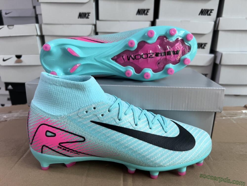 Nike Air Zoom Mercurial Superfly 10 Elite AG High-Tops Football Boots - Green/Pink/Black