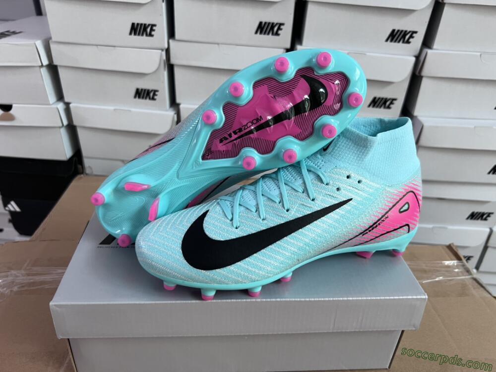 Nike Air Zoom Mercurial Superfly 10 Elite AG High-Tops Football Boots - Green/Pink/Black