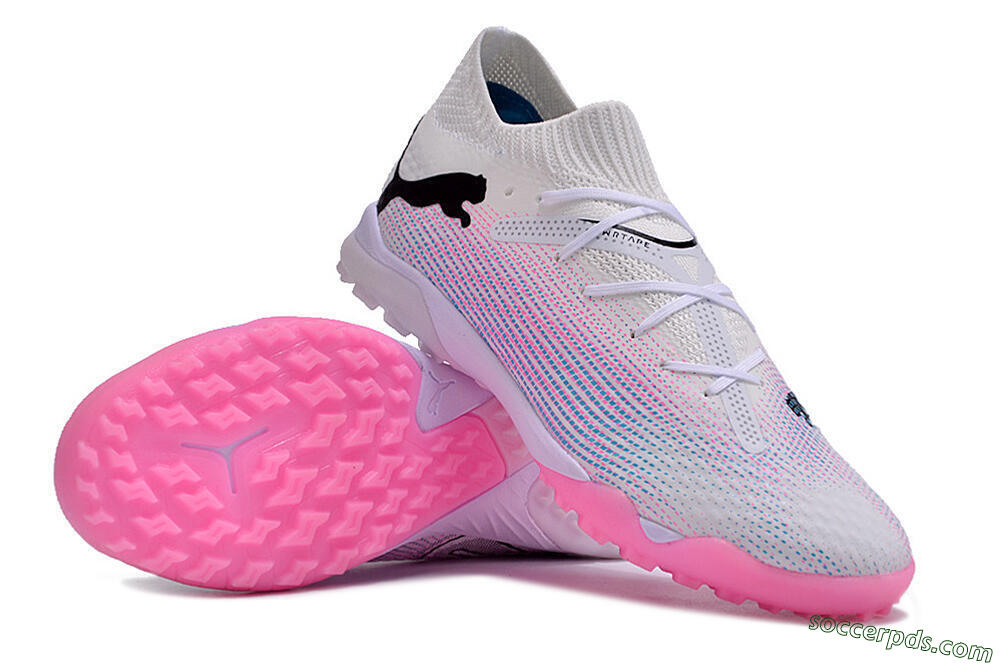 Puma Future 7 Ultimate TF Low-Tops Football Shoes - White/Pink/Blue/Black 2
