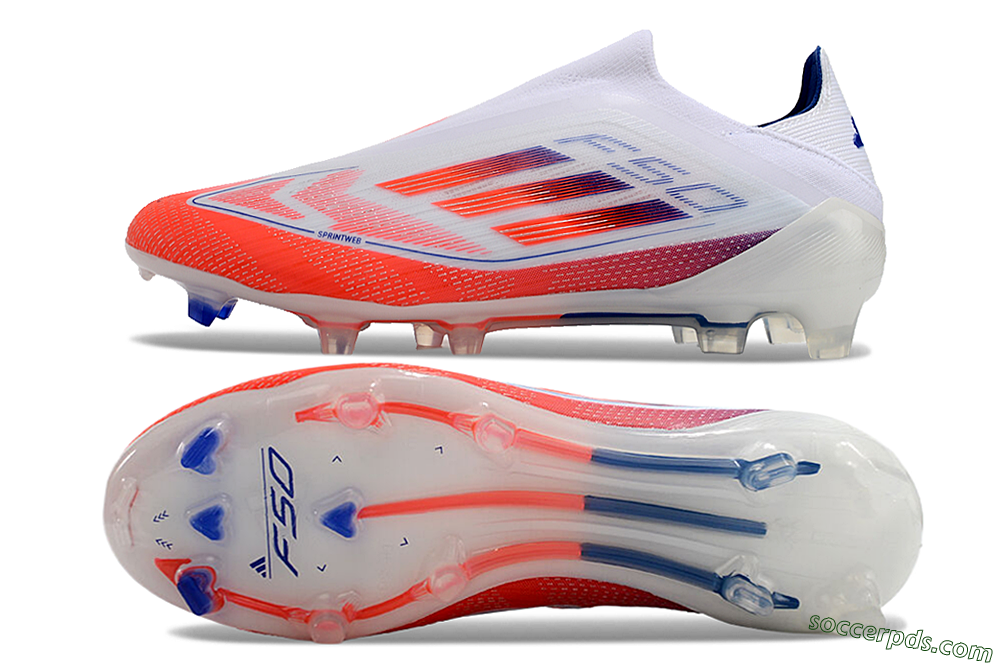 Adidas F50 Elite Laceless FG Low-Tops Football Boots - White/Red/Blue 0