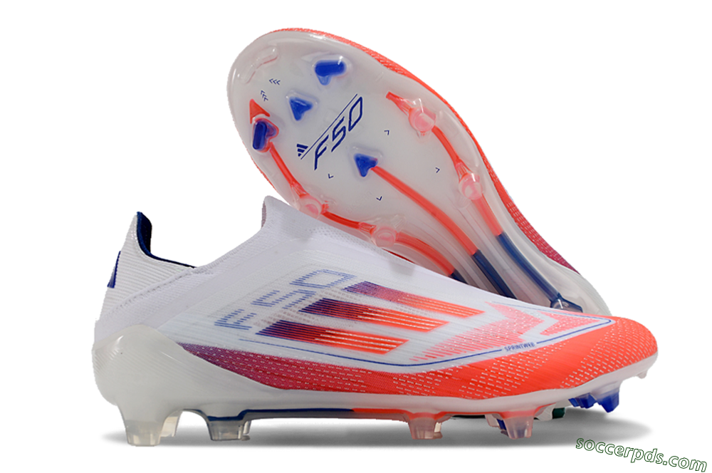 Adidas F50 Elite Laceless FG Low-Tops Football Boots - White/Red/Blue 1