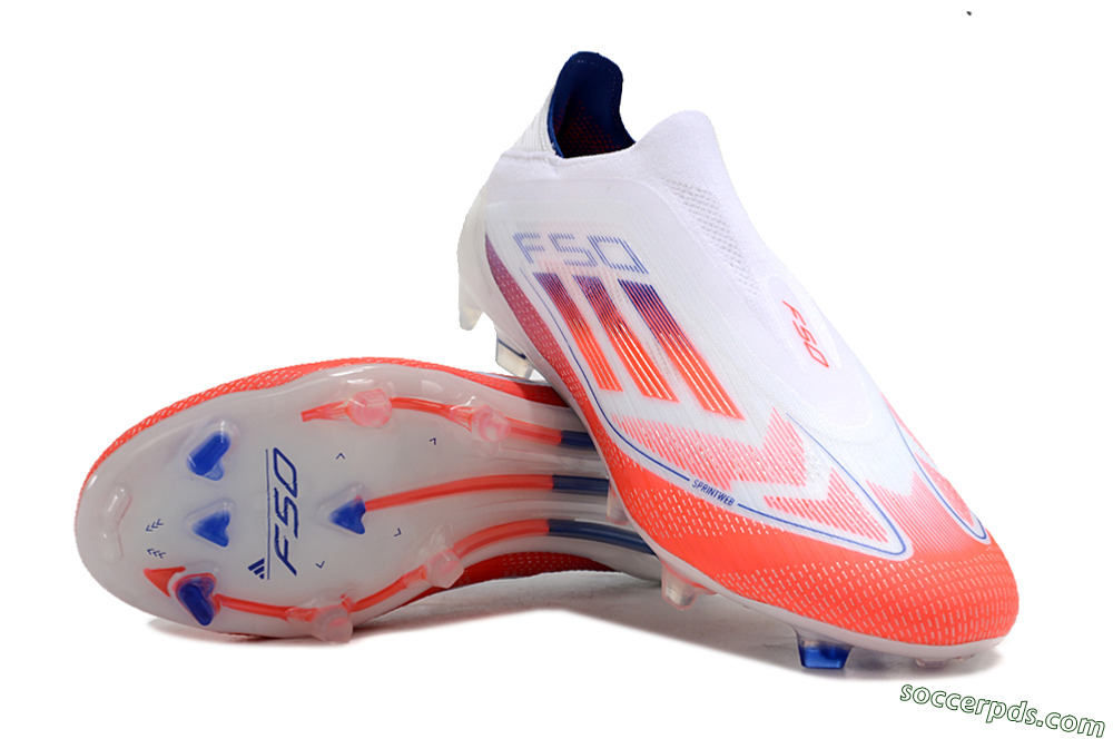 Adidas F50 Elite Laceless FG Low-Tops Football Boots - White/Red/Blue 2