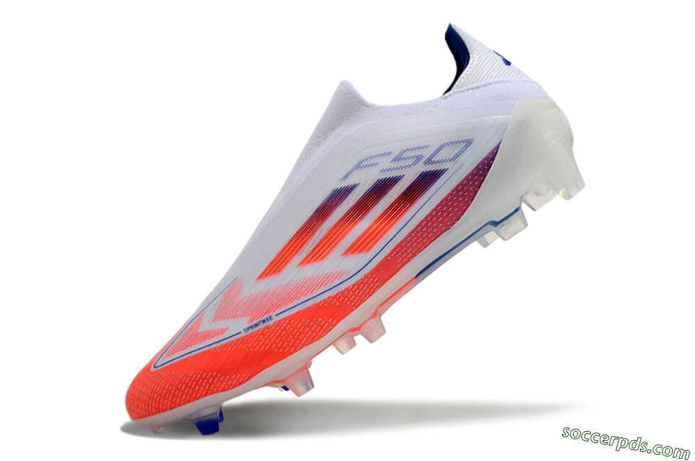 Adidas F50 Elite Laceless FG Low-Tops Football Boots - White/Red/Blue 4