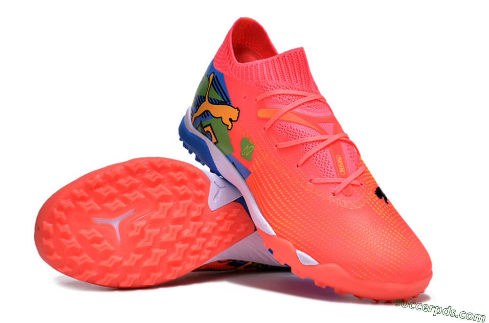 Puma Future 7 Ultimate TF Low-Tops Football Shoes - Red/Blue/Yellow 2