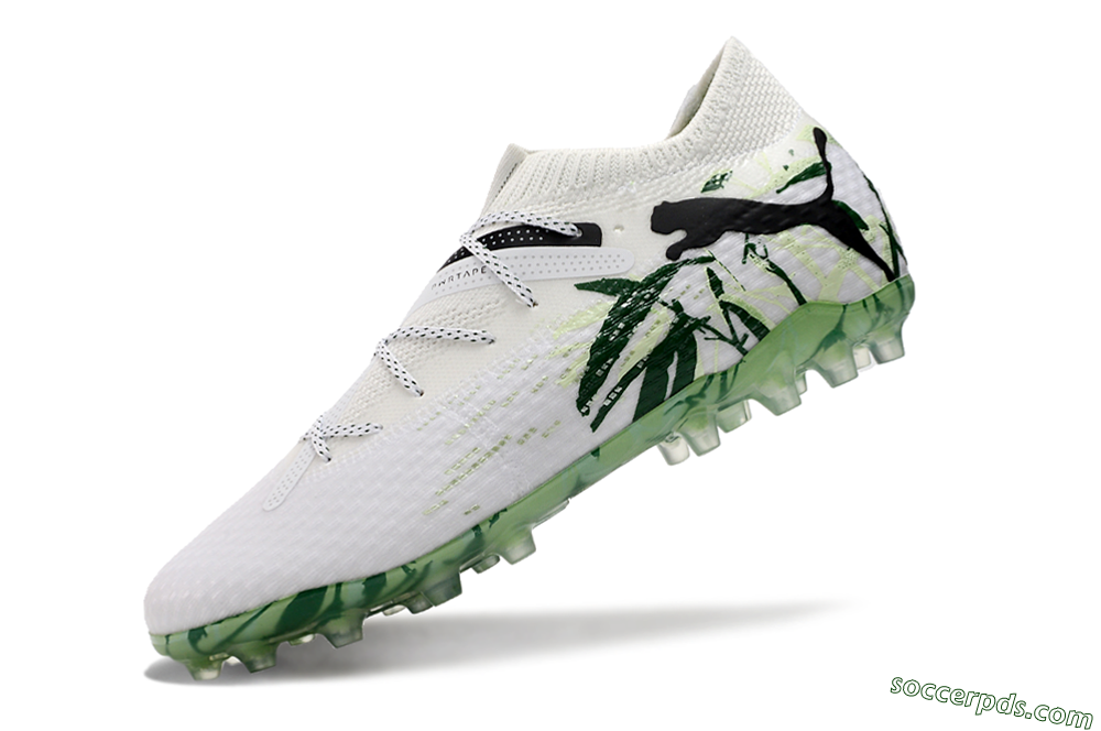 Puma Future Ultimate MG Low-Tops Football Boots - White/Black/Green 5
