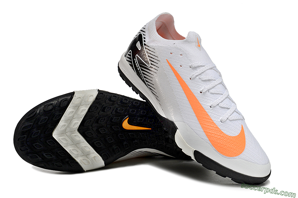 Nike Air Zoom Mercurial Vapor 16 Elite TF Low-Tops Football Shoes - White/Orange/Black 3