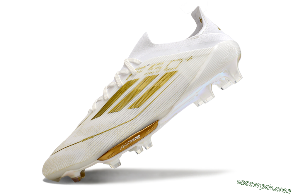 Adidas F50+ Lightstrike Pro FG Low-Tops Football Boots - Cloud White/Gold Metallic/Cloud White 5