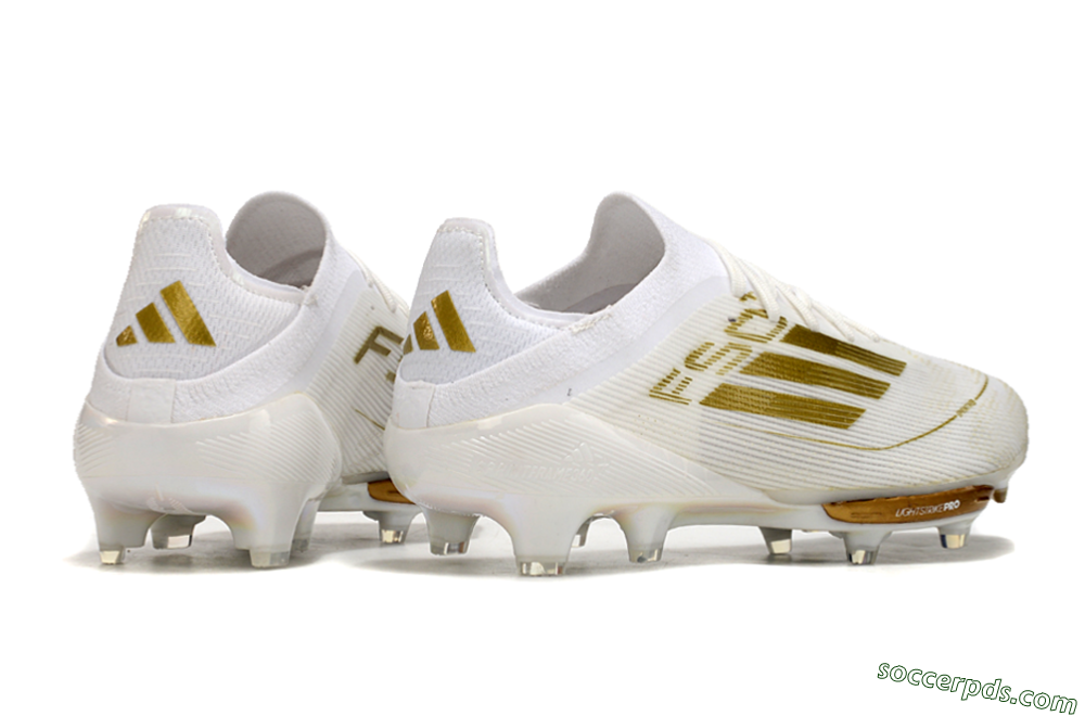 Adidas F50+ Lightstrike Pro FG Low-Tops Football Boots - Cloud White/Gold Metallic/Cloud White 6