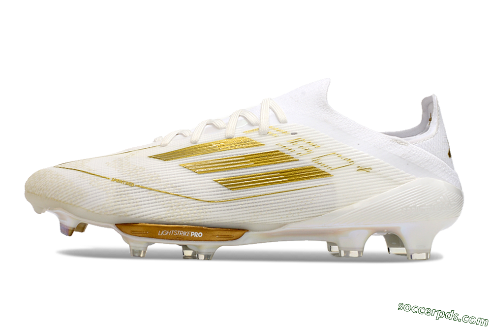 Adidas F50+ Lightstrike Pro FG Low-Tops Football Boots - Cloud White/Gold Metallic/Cloud White 2
