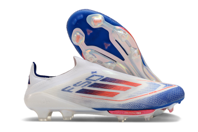 Adidas F50+ Lightstrike Pro Laceless FG Low-Tops Football Boots - Cloud White/Solar Red/Lucid Blue