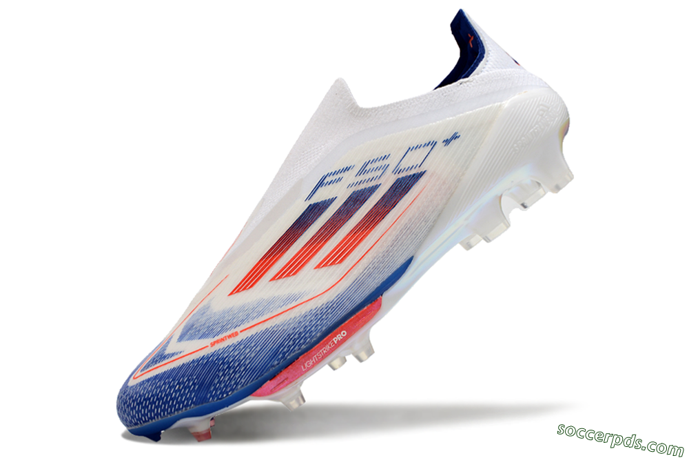 Adidas F50+ Lightstrike Pro Laceless FG Low-Tops Football Boots - Cloud White/Solar Red/Lucid Blue 5