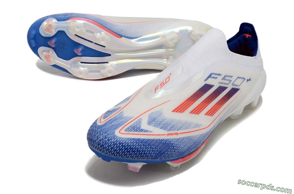 Adidas F50+ Lightstrike Pro Laceless FG Low-Tops Football Boots - Cloud White/Solar Red/Lucid Blue 3