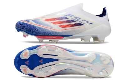 Adidas F50+ Lightstrike Pro Laceless FG Low-Tops Football Boots - Cloud White/Solar Red/Lucid Blue